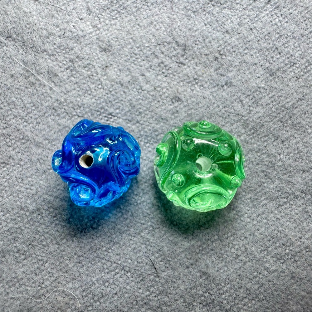 Hand Crafted Blue and Green Glass Art Lampwork Beads